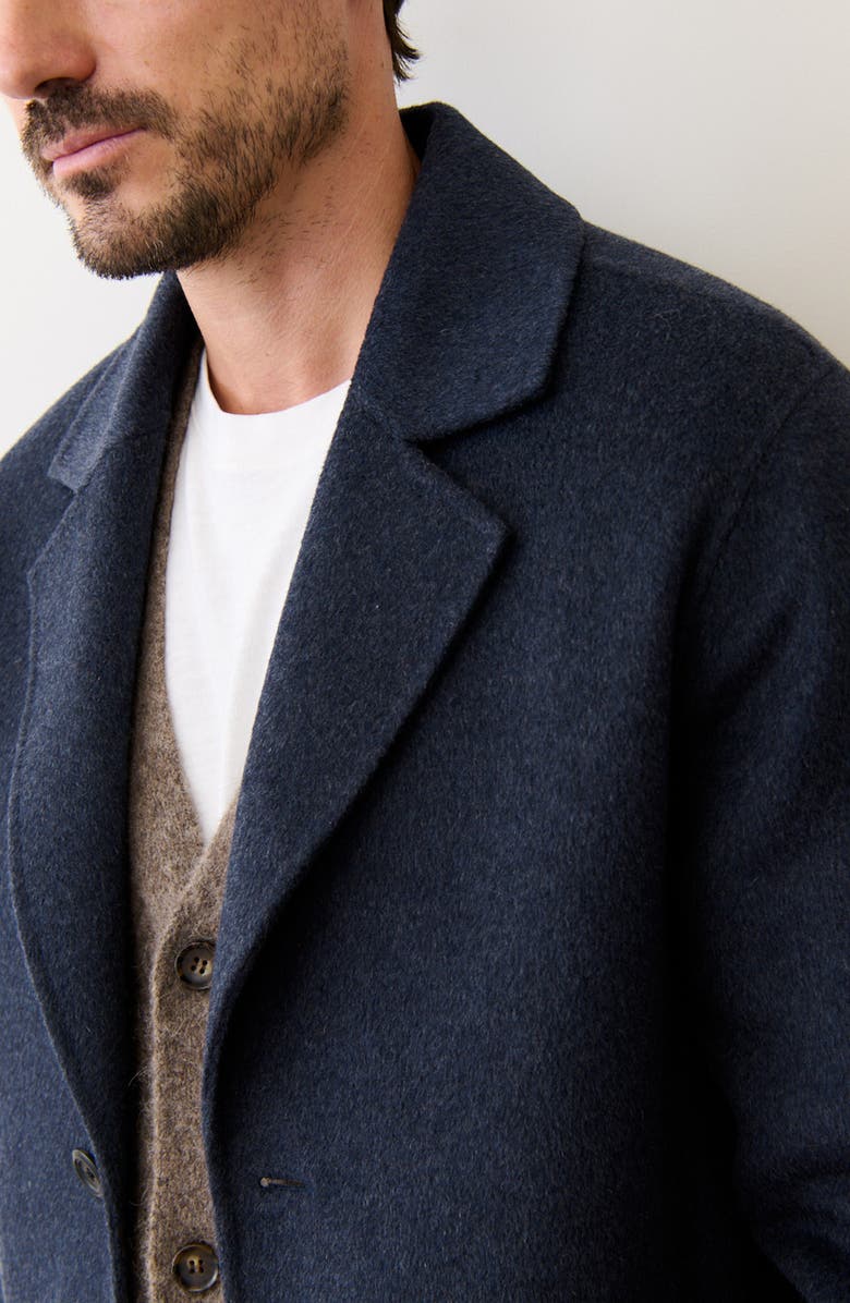 Marine Layer Irving Brushed Melton Longline Topcoat, Alternate, color, Navy Heather