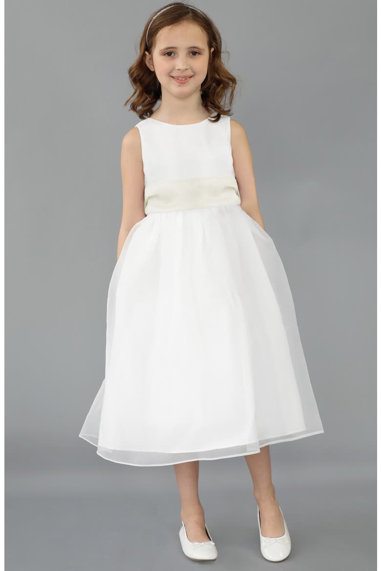 Sleeveless Organza Dress, Alternate, color, WHITE