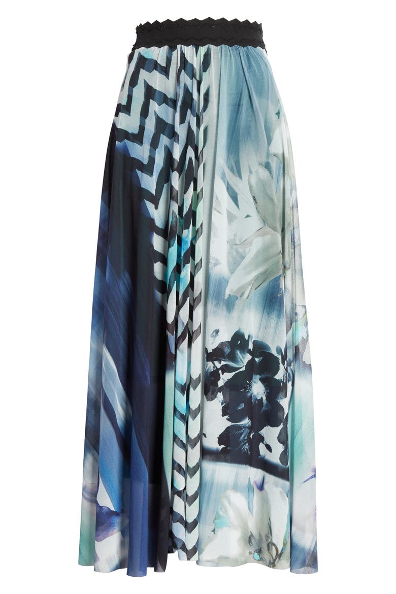 Floral & Chevron Print Maxi Skirt, Alternate, color, BLUEBERRY