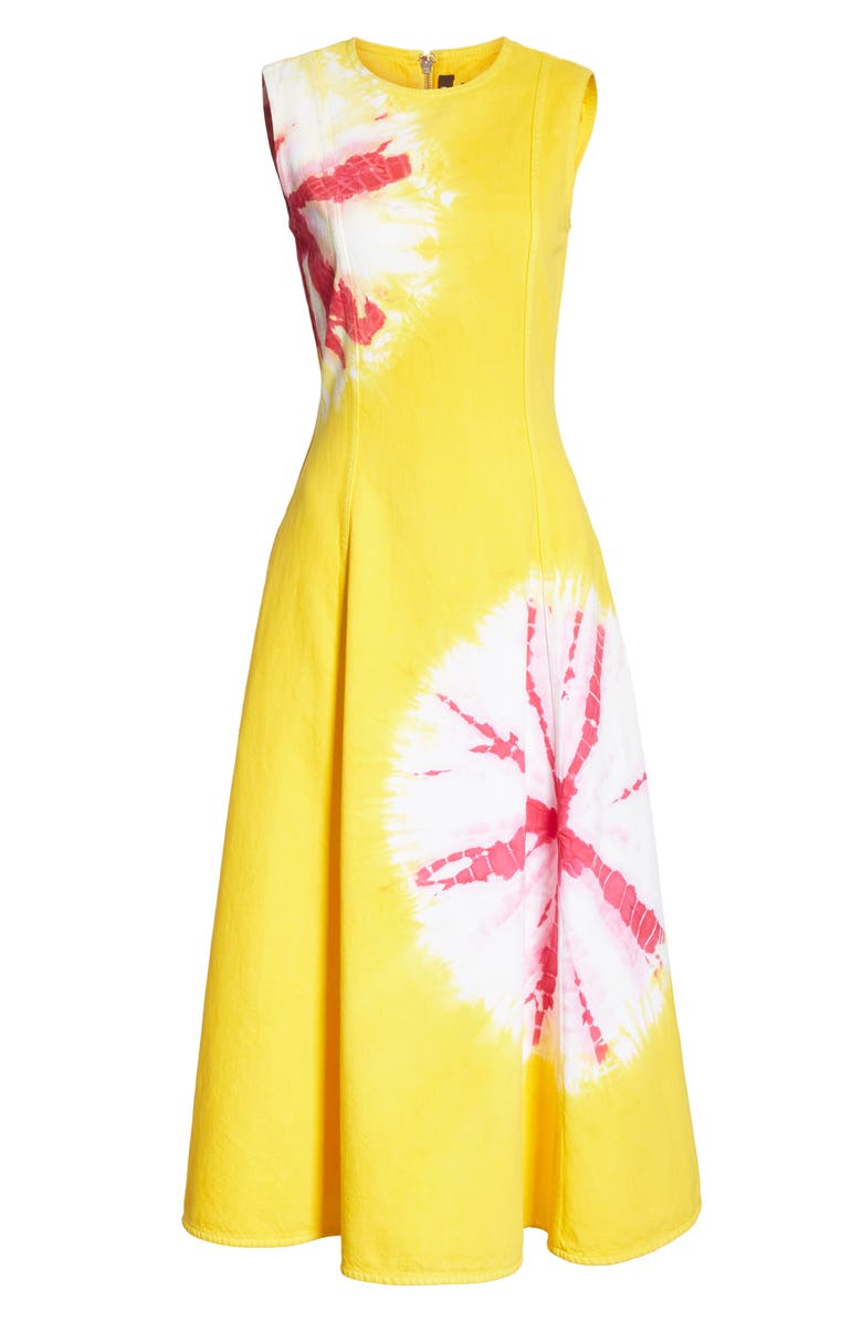 CALVIN KLEIN 205W39NYC Tie Dye Fit & Flare Midi Dress, Alternate, color,