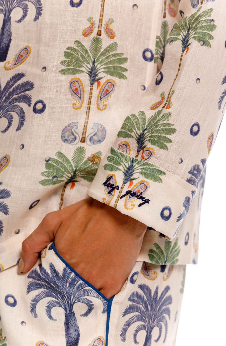 The Lazy Poet Emma Linen Pajamas, Alternate, color, White