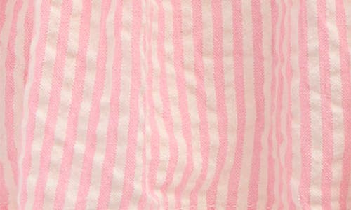 Mini Boden Kids' Stripe Floral Embroidered Cotton Seersucker Skirt In Cosmos Pink Daisy Chain