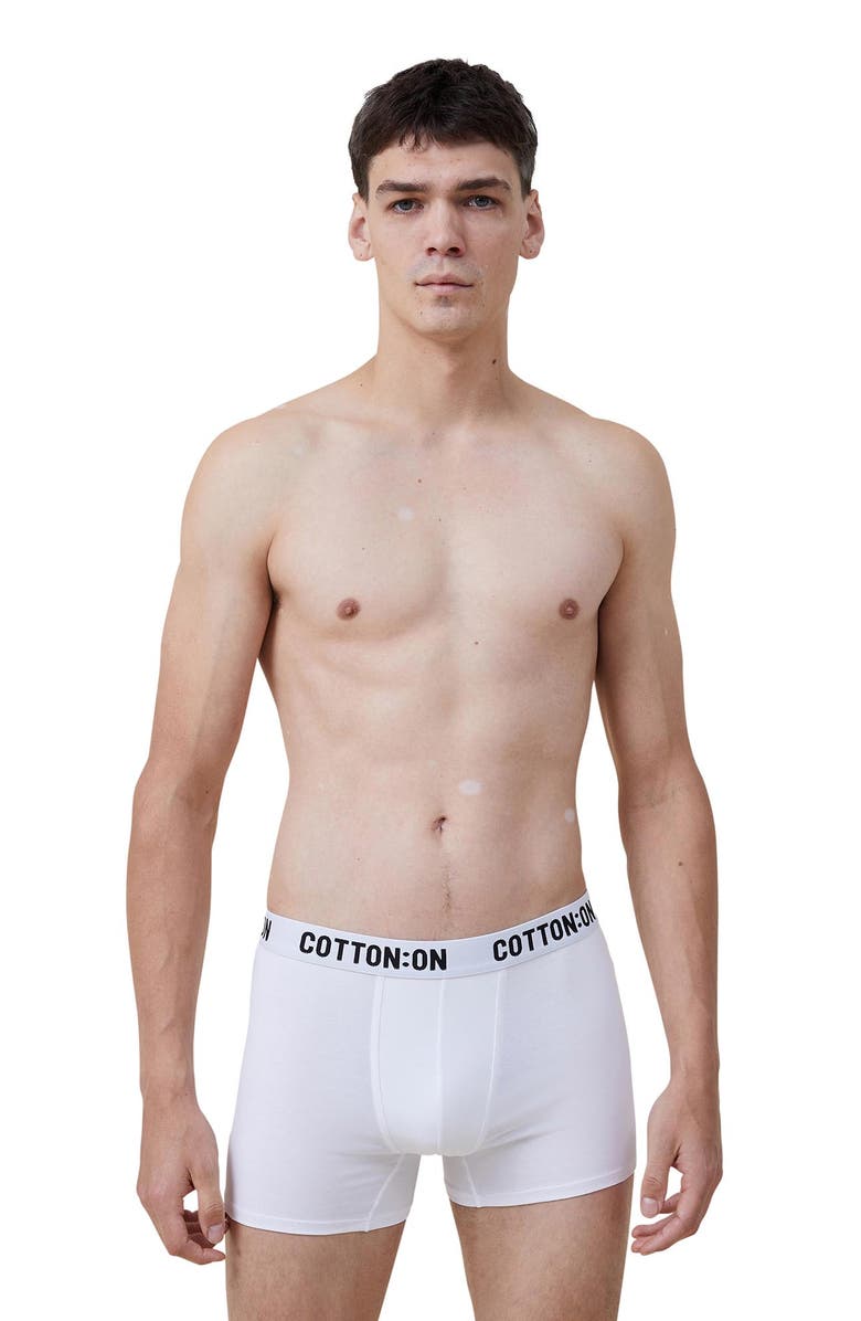 Cotton On Men's Mens Organic Cotton Trunks, Main, color, White White Black