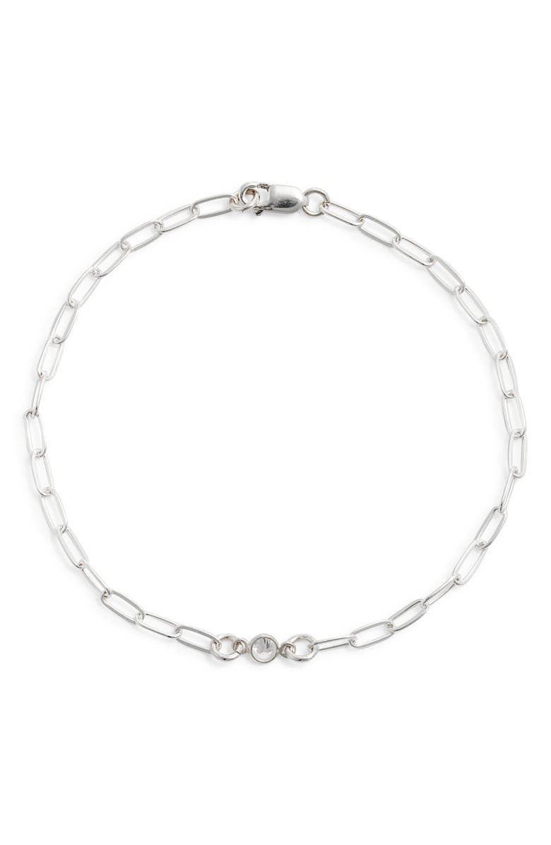 Nashelle Everly Cubic Zirconia Paperclip Bracelet, Main, color, Sterling Silver