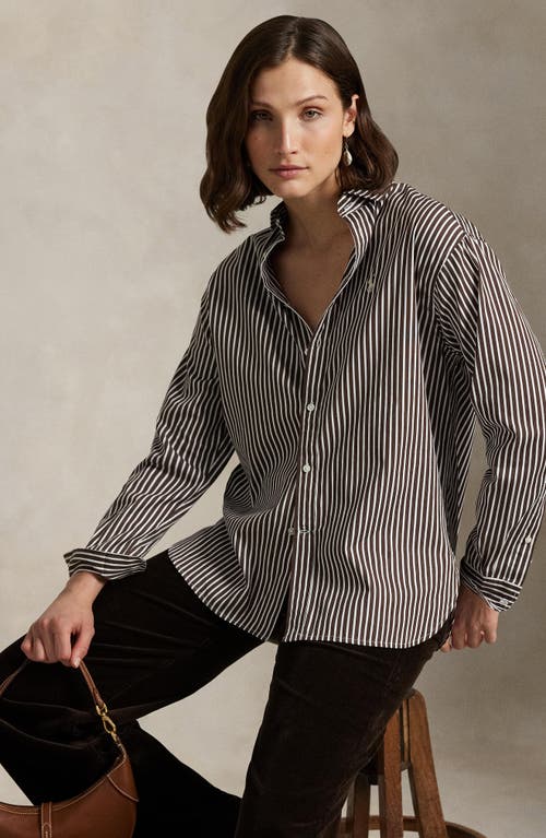 Polo Ralph Lauren Stripe Relaxed Fit Cotton Button-up Shirt In Green