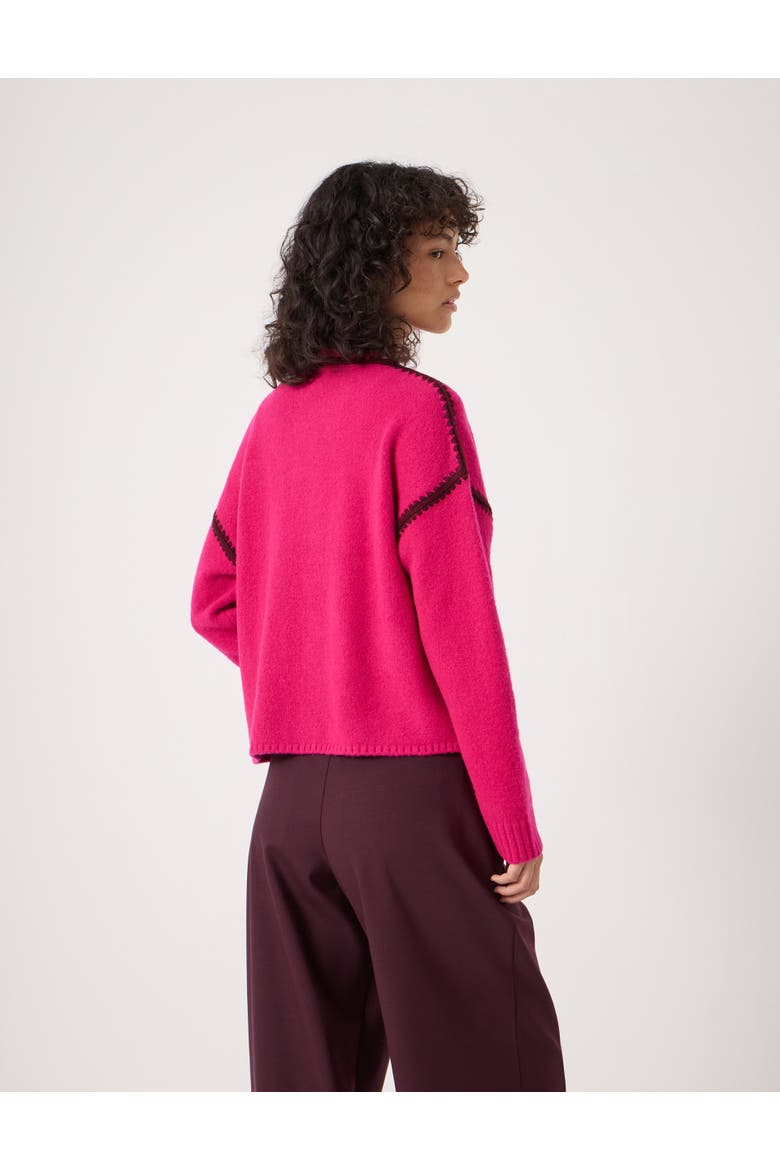 Wool Blend Whipstitch Trim Shirt Jacket, Alternate, color, Magenta Pink