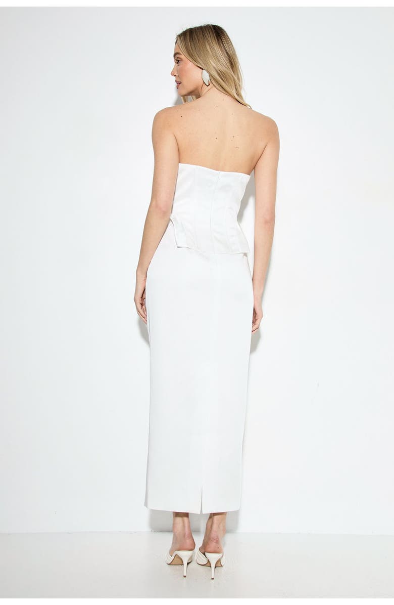 MissPap Premium Bonded Satin Corset Midaxi Dress, Alternate, color, Ivory