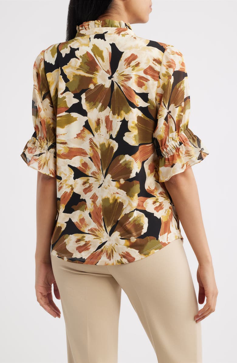 Anne Klein Ruffle Split Neck Top, Alternate, color,