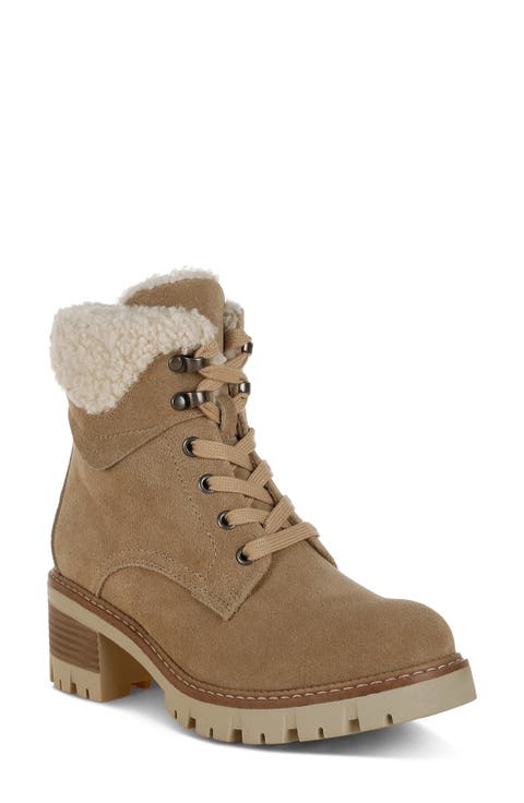Madoka Water Resistant Lace Up Leather Bootie