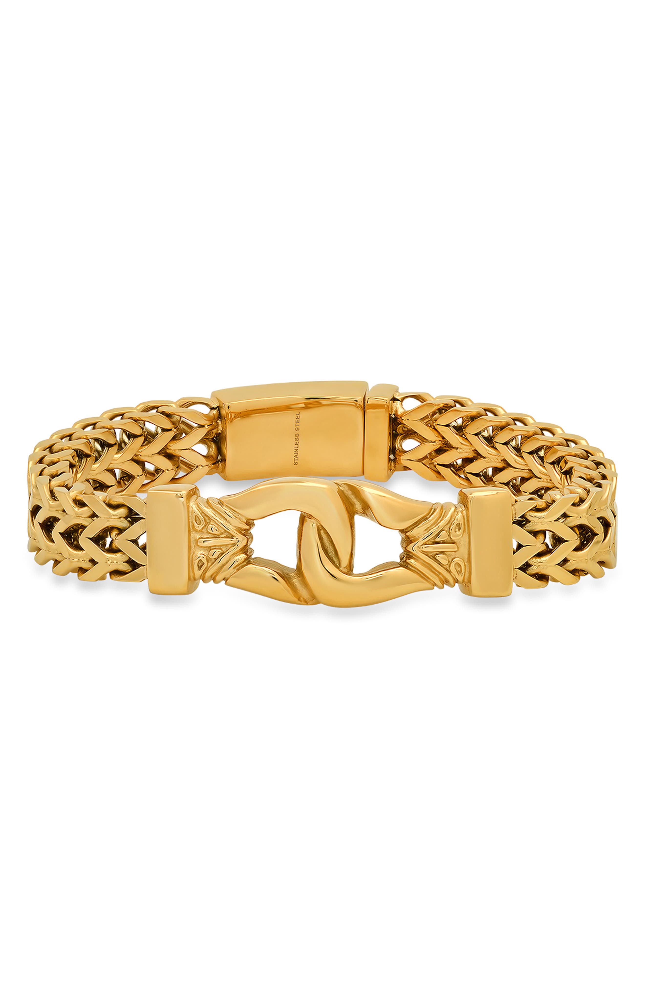 18K Gold Plate Stainless Steel Wheat Chain Bracelet