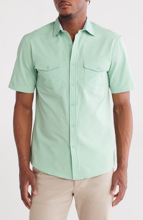 Hybrid Seersucker Short Sleeve Button-Down Shirt