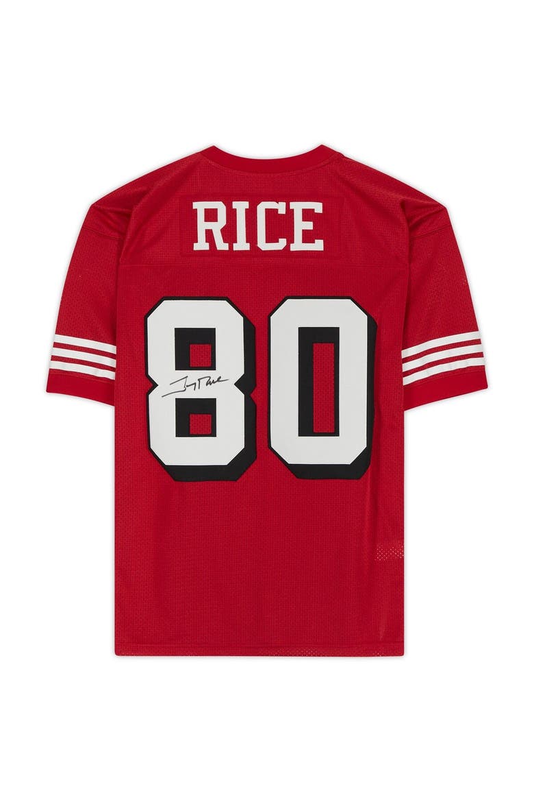 Jerry Rice San Francisco 49ers Autographed Red Mitchell & Ness Authentic Jersey, Alternate, color, Red