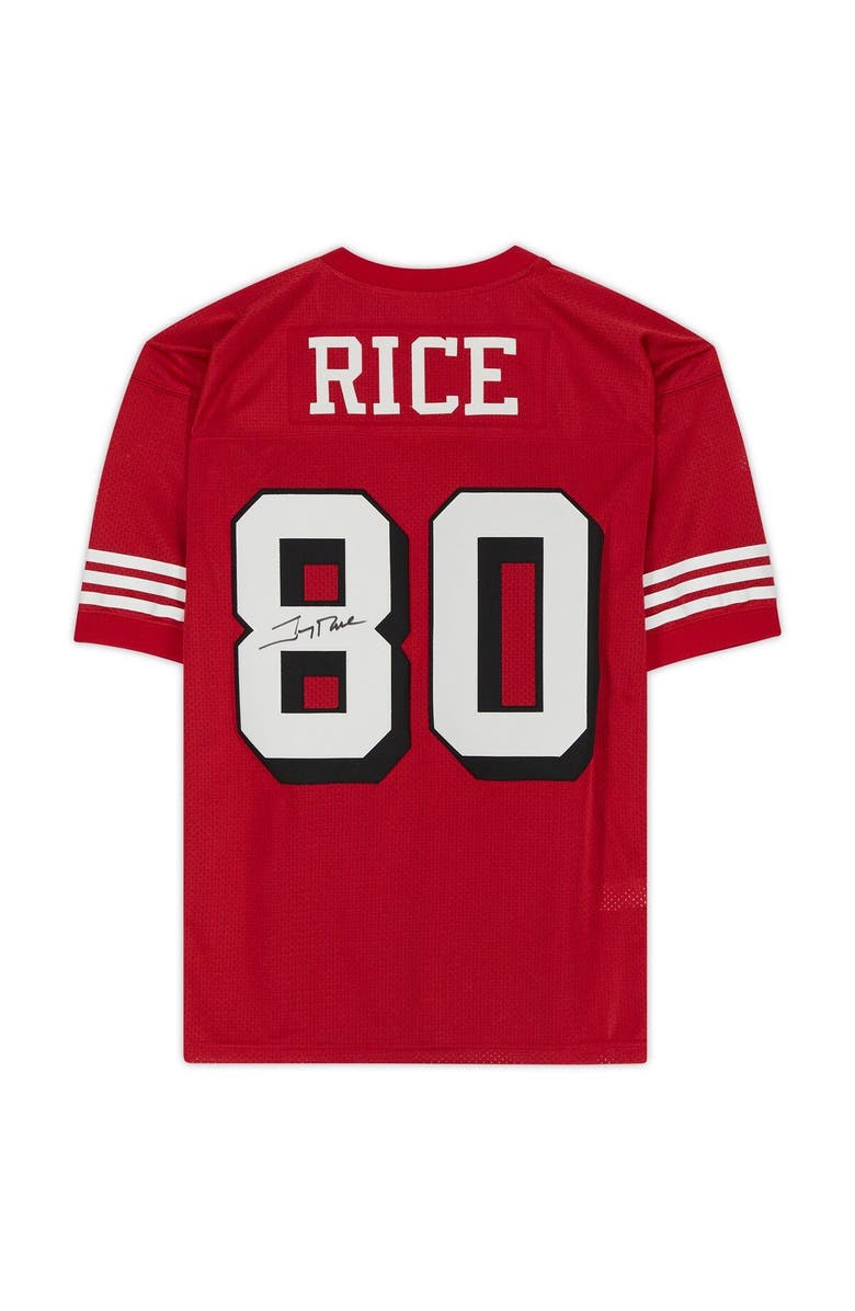 FANATICS AUTHENTIC Jerry Rice San Francisco 49ers Autographed Red Mitchell & Ness Authentic Jersey, Alternate, color,