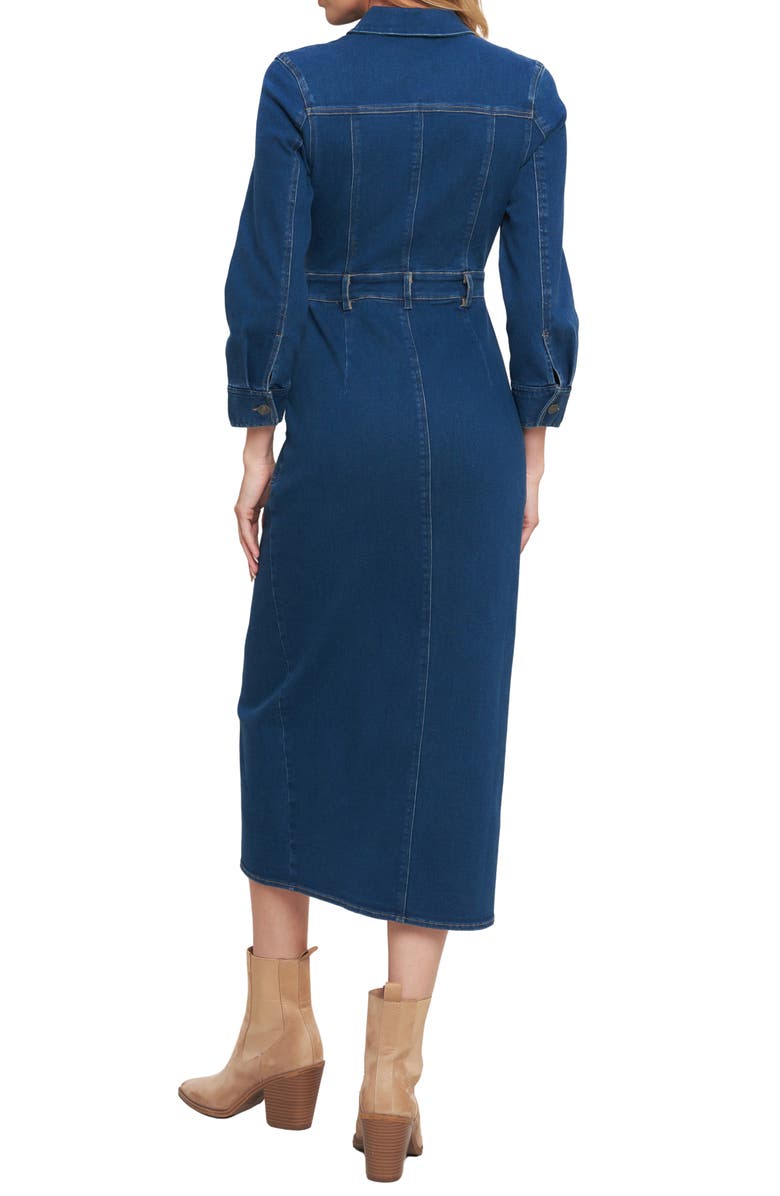 FLYING TOMATO Denim Midi Shirtdress, Alternate, color, Dark Indigo