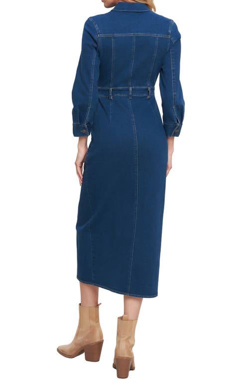 Flying Tomato Denim Midi Shirtdress In Blue