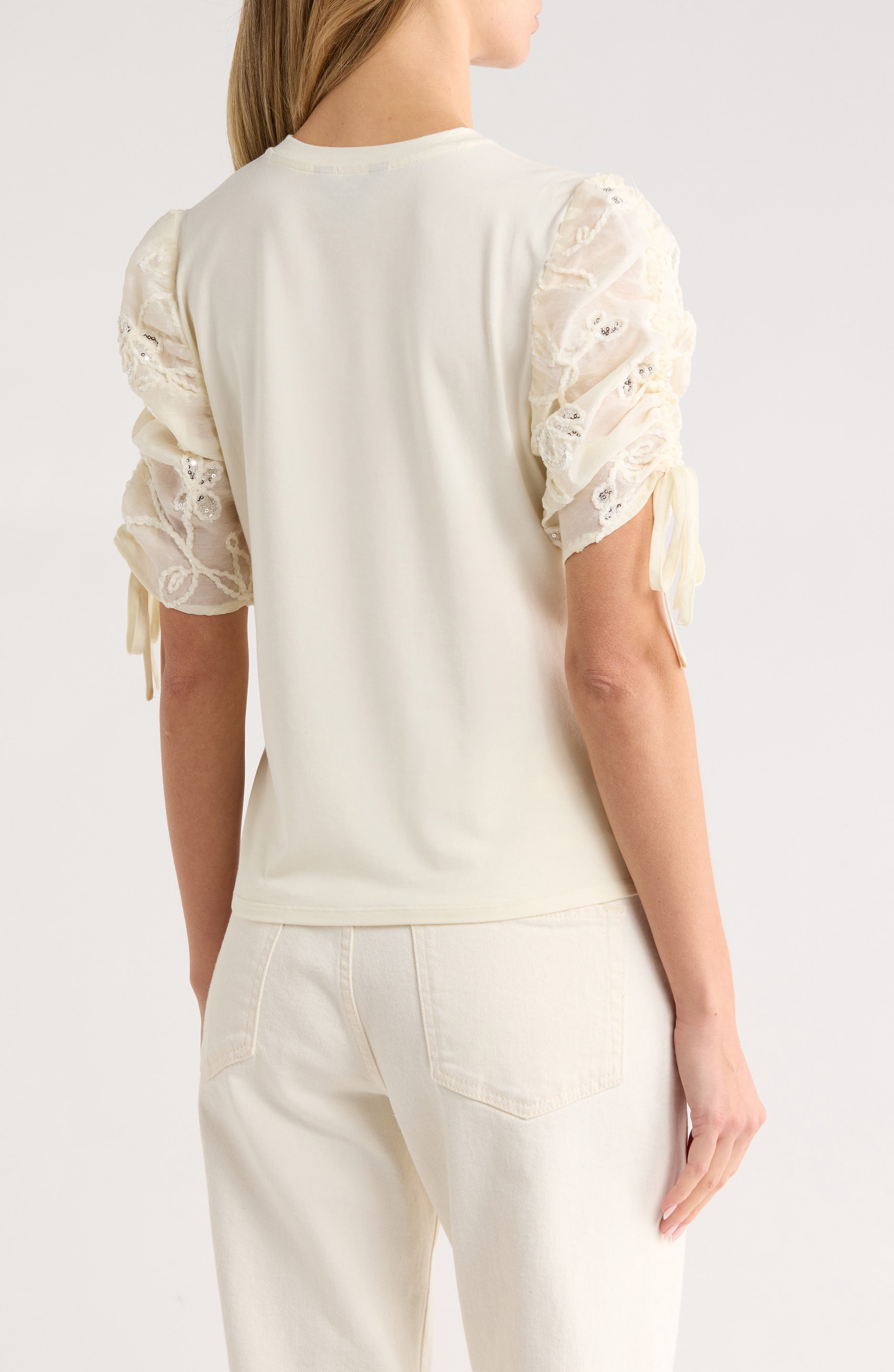 Sequin Embellished Puff Sleeve Top - image 4