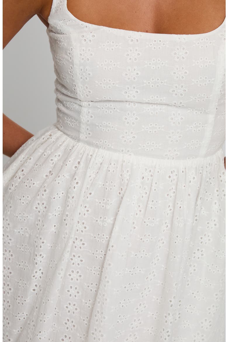 Cartmel Embroidered Eyelet Cotton Minidress, Alternate, color, WHITE