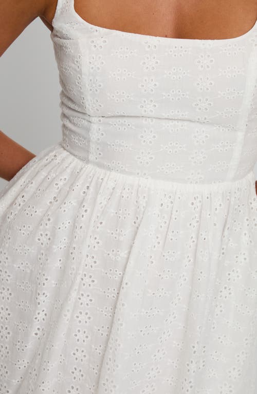 Princess Polly Cartmel Embroidered Eyelet Cotton Minidress In White