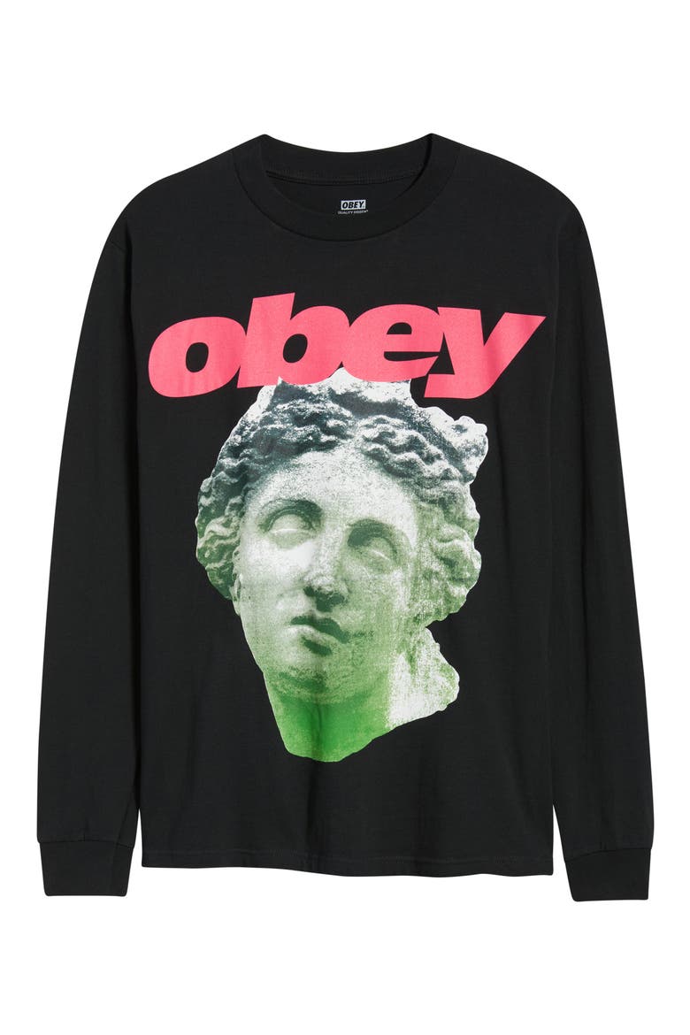 Etruscan Graphic Cotton Long Sleeve T-Shirt, Alternate, color, BLACK