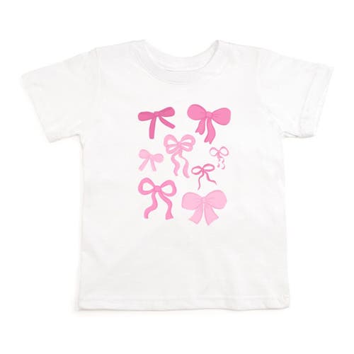 Sweet Wink Bow Doodle Short Sleeve T-shirt In White