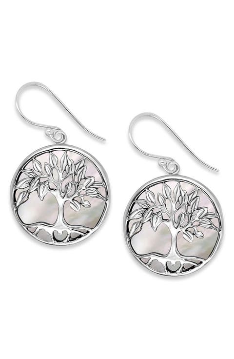 Sterling Silver Tree of Life Drop Earrings