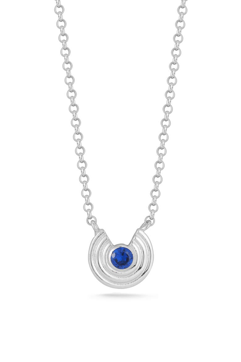 Cubic Zirconia Circle Pendant Necklace, Main, color, SILVER