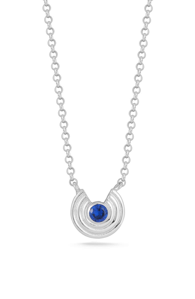 SPHERA MILANO Cubic Zirconia Circle Pendant Necklace, Main, color, Silver