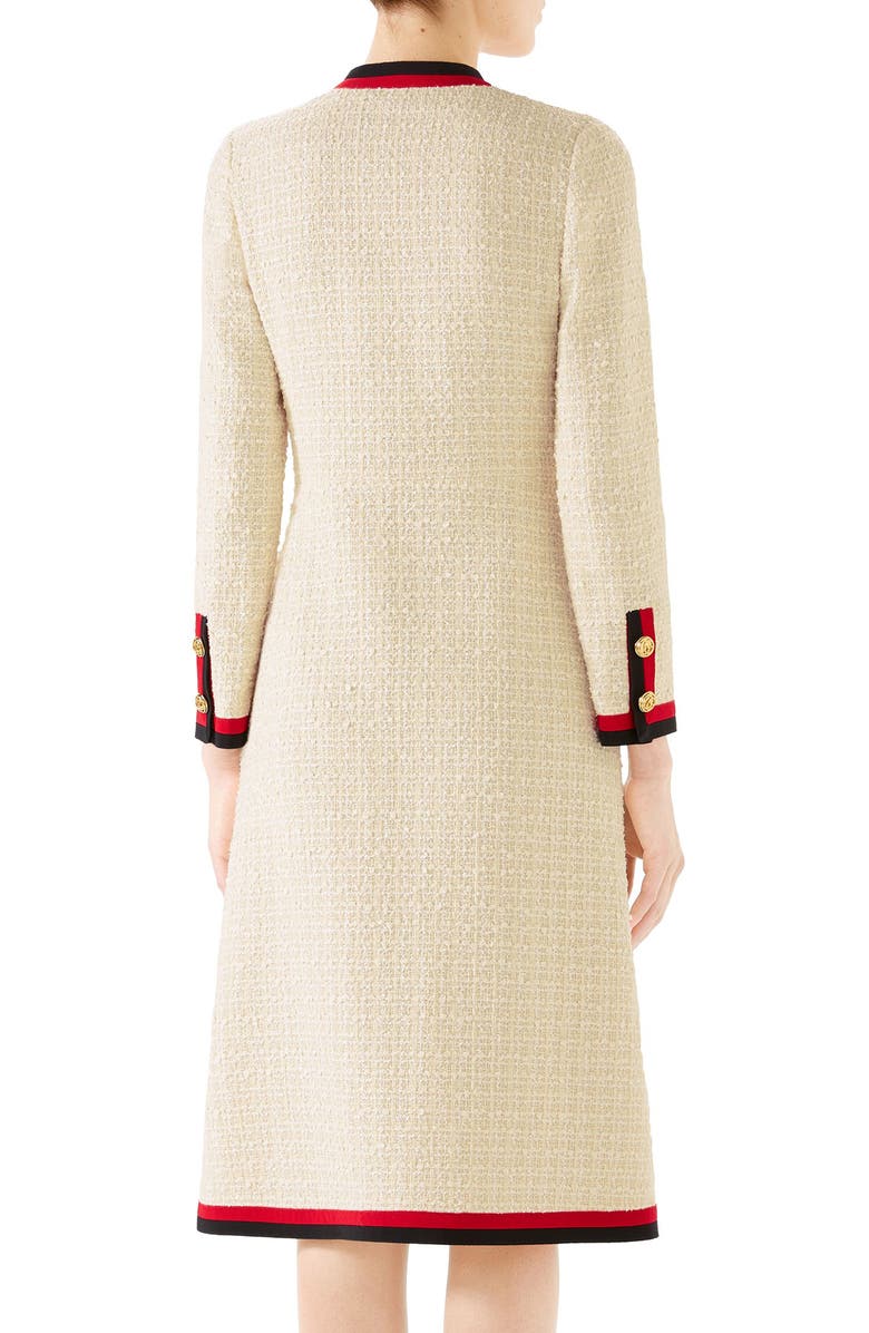 Gucci Ribbon Trim Tweed Dress, Alternate, color, 