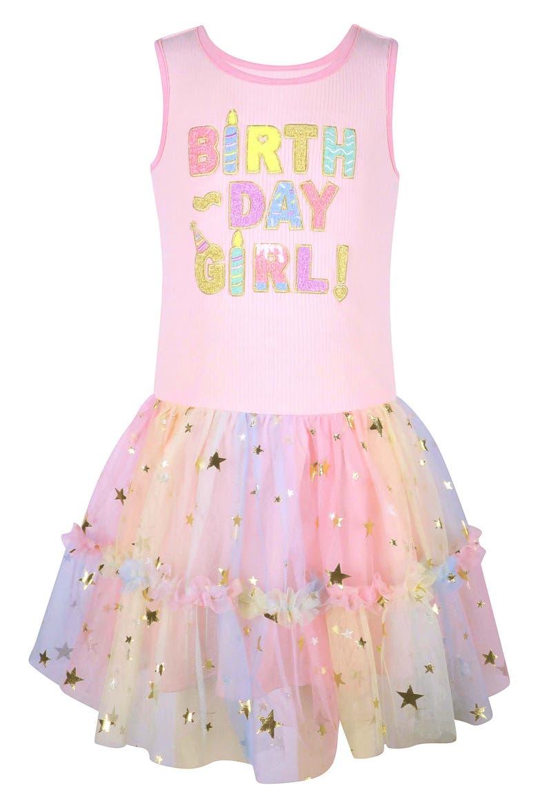 Kids' Birthday Girl Ombré Mesh Dress, Alternate, color, PINK MULTI