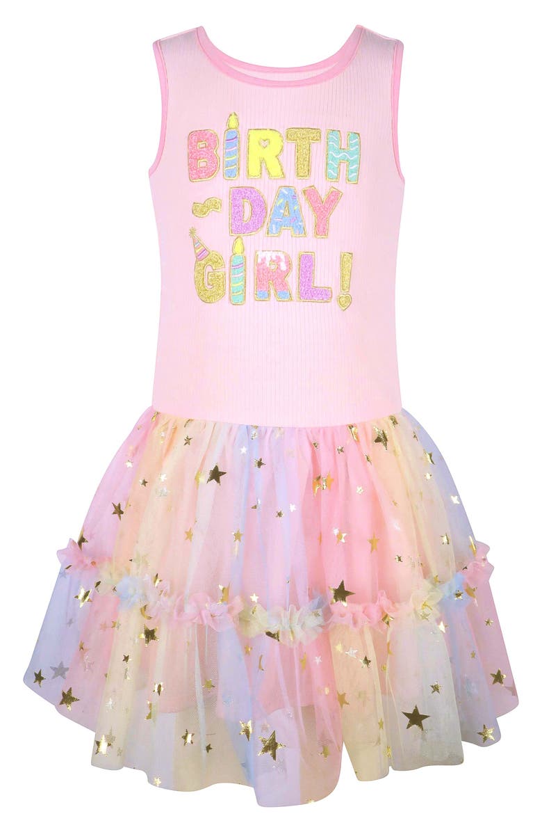 Zunie Kids' Birthday Girl Ombré Mesh Dress, Alternate, color, Pink Multi