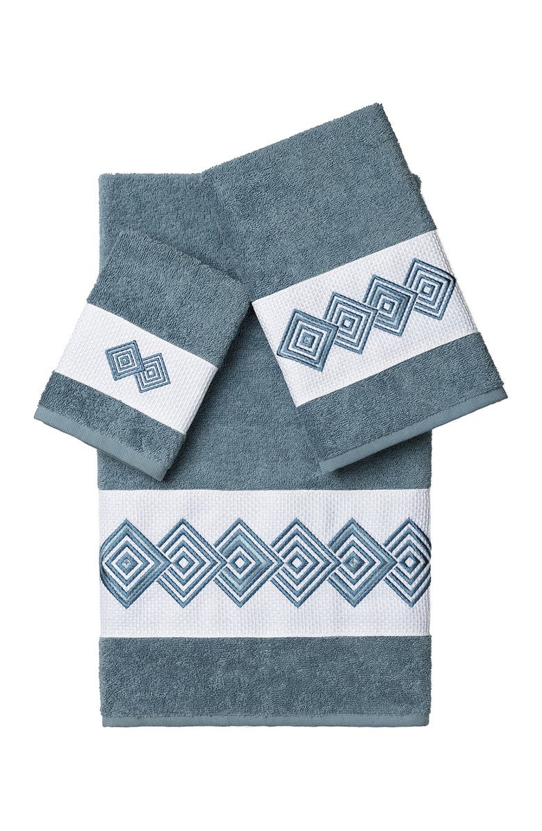 Linum Home Textiles Noah 3-Piece Embellished Towel Set - Teal, Main, color, Teal