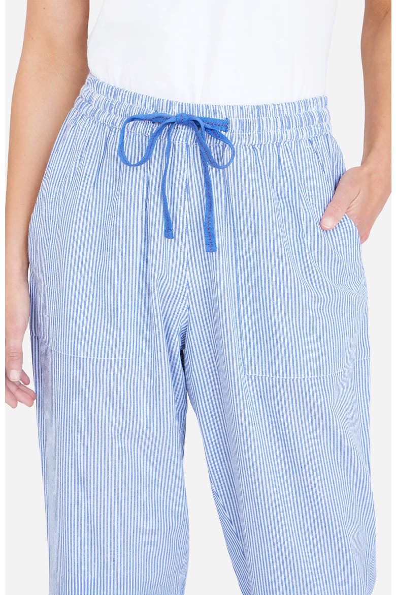 Cotton Stripe Cropped Trousers, Alternate, color, Blue