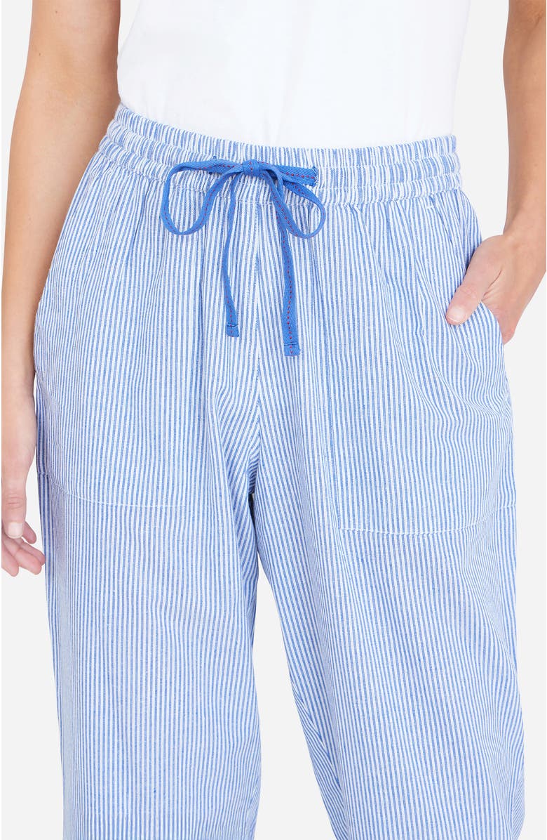 Yumi Cotton Stripe Cropped Trousers, Alternate, color, Blue