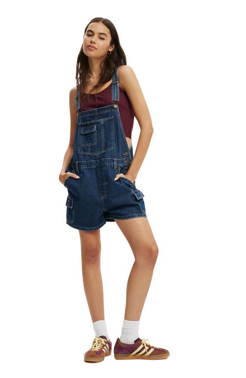 Cotton On Short Denim Overall In Nordic Blue Cargo