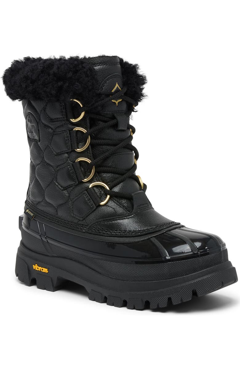 SOREL Caribou Horizon<sup>™</sup> Quilted Waterproof Boot, Main, color, Black/ True Gold