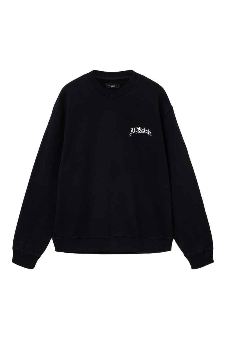 Descent Oversize Embroidered Crewneck Sweatshirt, Alternate, color, WASHED BLACK