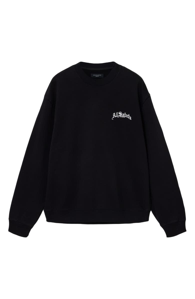 AllSaints Descent Oversize Embroidered Crewneck Sweatshirt, Alternate, color, Washed Black