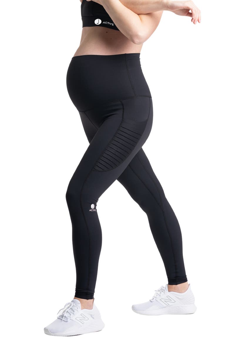 Kahina High Waist Maternity/Postpartum Active Leggings, Alternate, color, BLACK