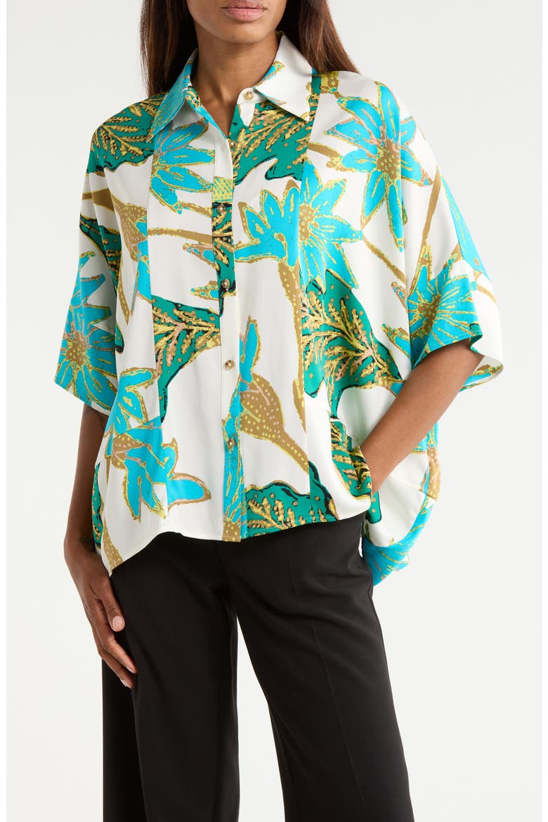 Diane Short Sleeve Woven Shirt, Main, color, MARLENE BATIK GIANT IVORY