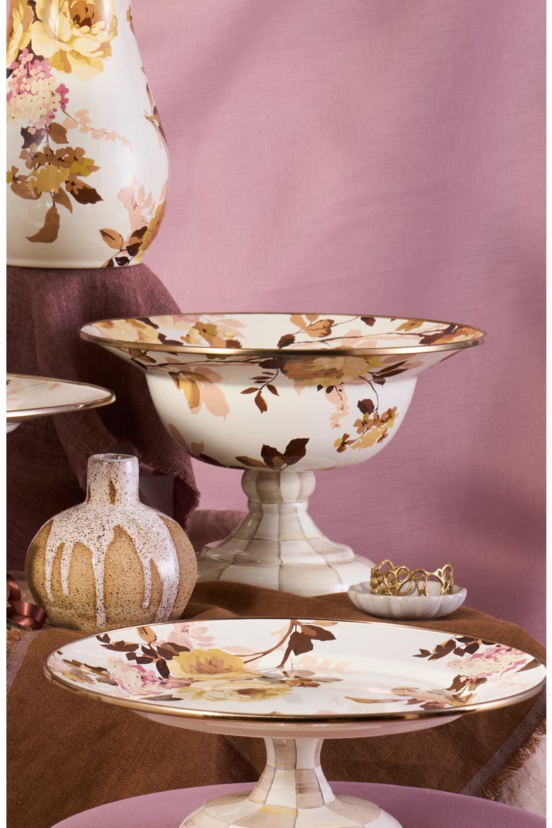 Wild Rose Large Compote Bowl, Alternate, color, WHITE