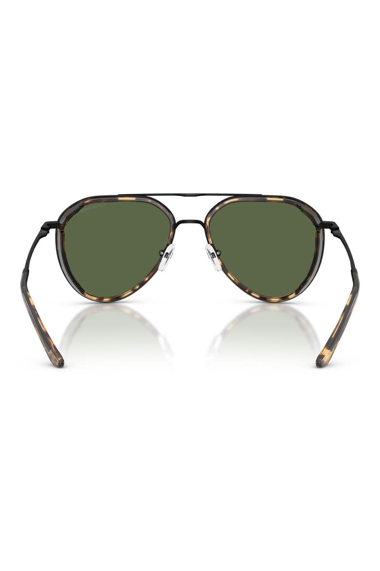 56mm Pilot Sunglasses, Alternate, color, MATTE BLACK / DARK GREEN