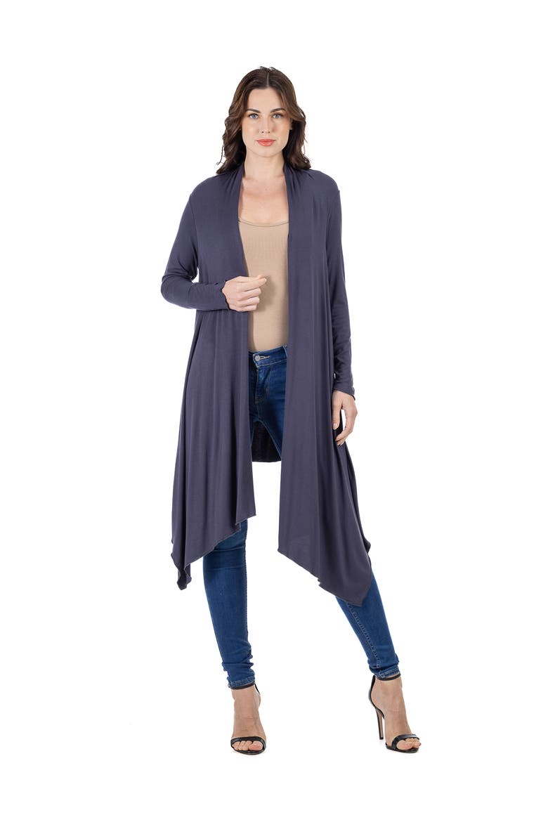 Extra Long Open Front Cardigan, Main, color, Charcoal