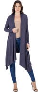 24seven Comfort Apparel Extra Long Open Front Cardigan