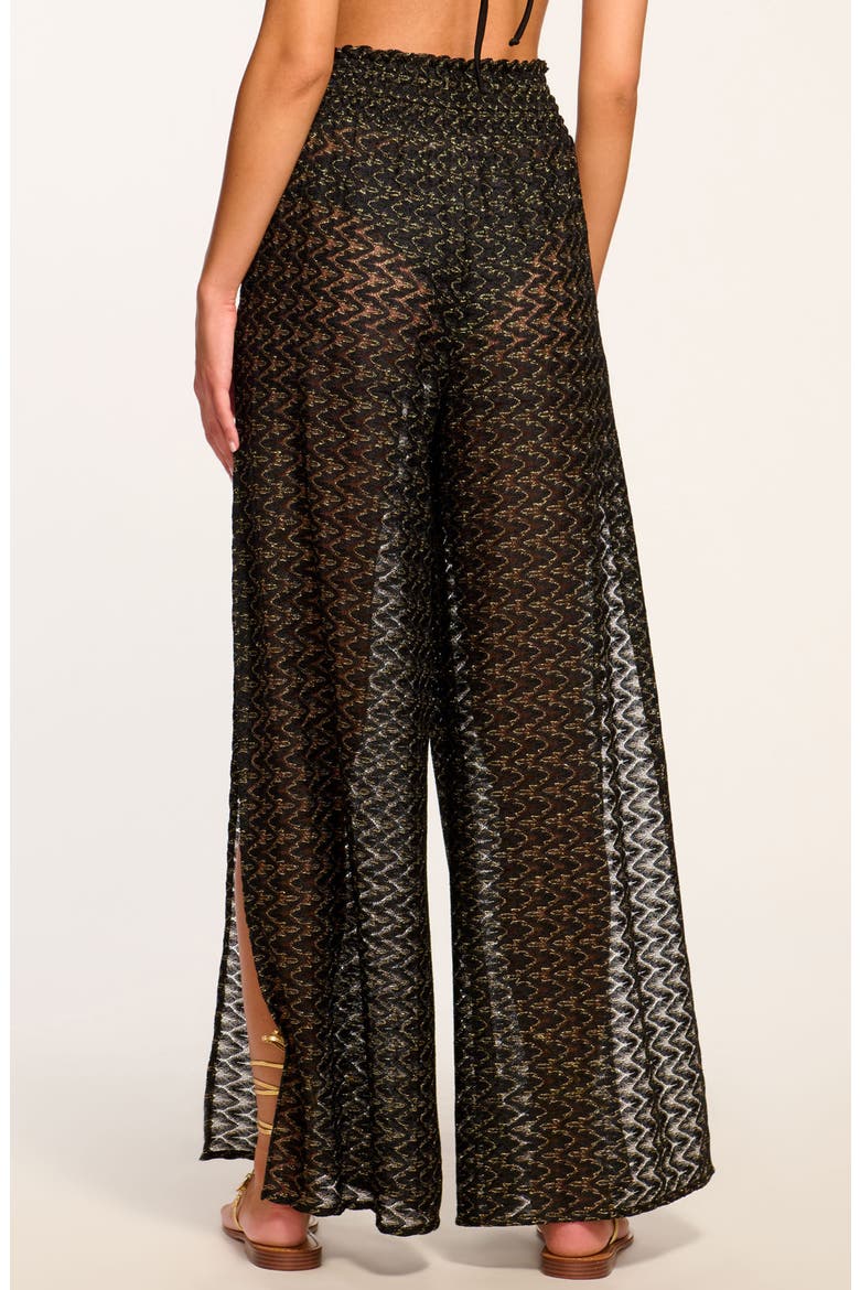 Gloria High Waist Wide Leg Cover-Up Pants, Alternate, color, BLACK/GOLD ZIG ZAG
