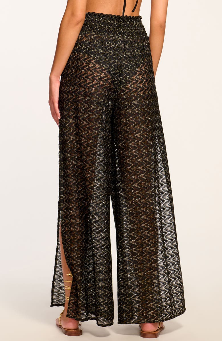 Ramy Brook Gloria High Waist Wide Leg Cover-Up Pants, Alternate, color, Black/Gold Zig Zag