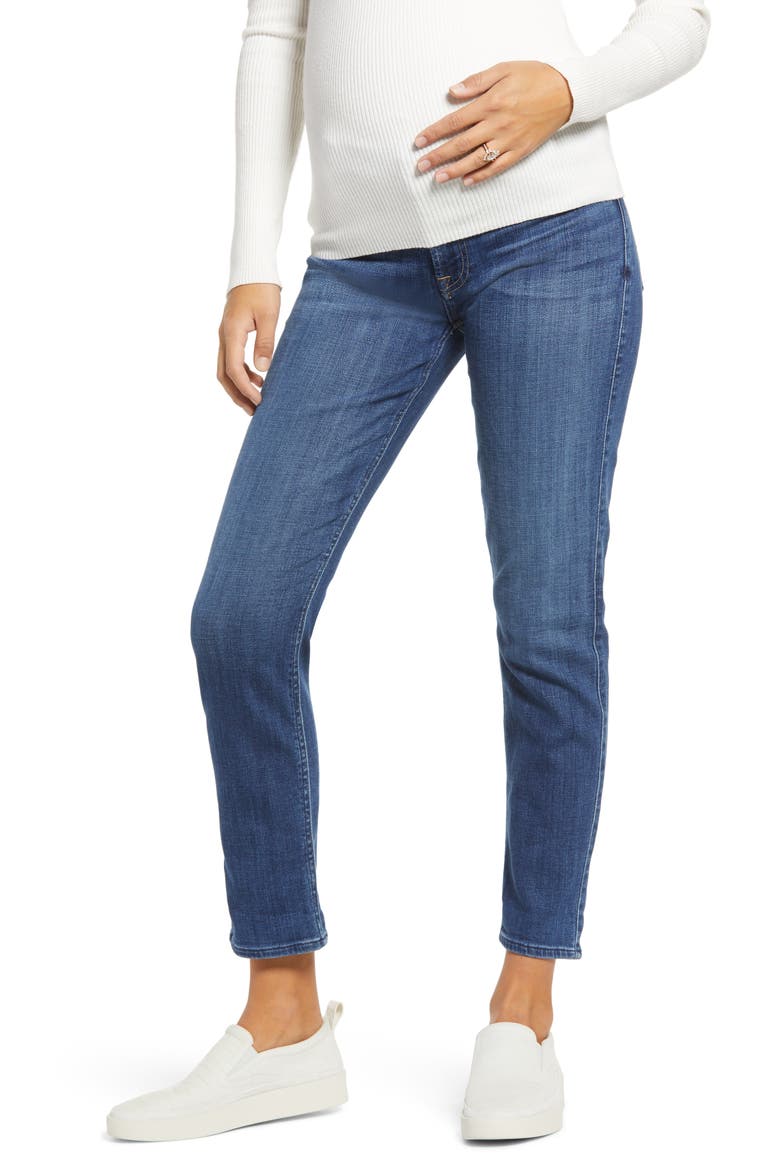 Seven Josefina Ankle Boyfriend Maternity Jeans, Main, color, BLUE