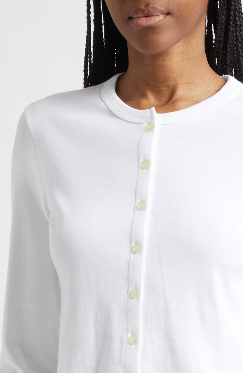 LESET Nando Button-Up Crewneck Cardigan, Alternate, color, White