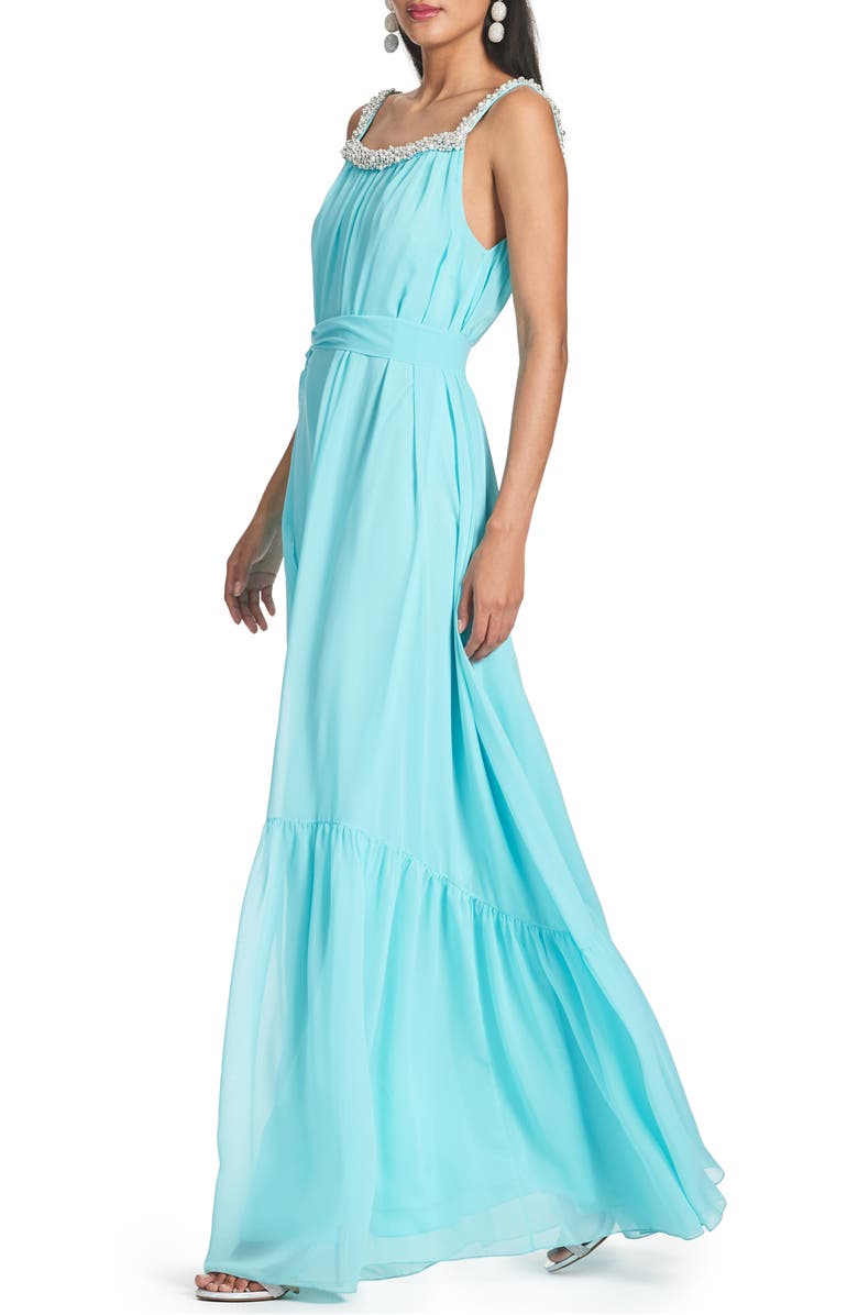 Sachin & Babi Kami Imitation Pearl & Crystal Detail Chiffon Gown, Alternate, color, 