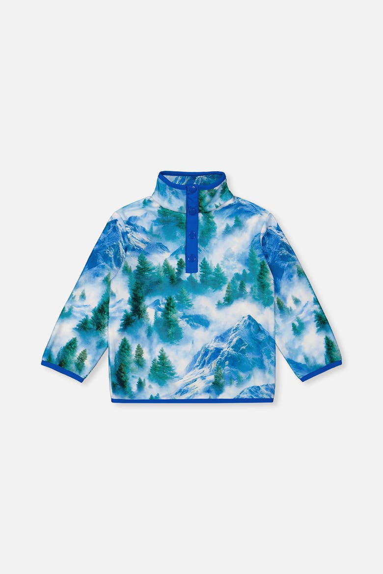 Mid-Season Half-Zip Stand Collar Polar Jacket, Main, color, Blue Mountain Print