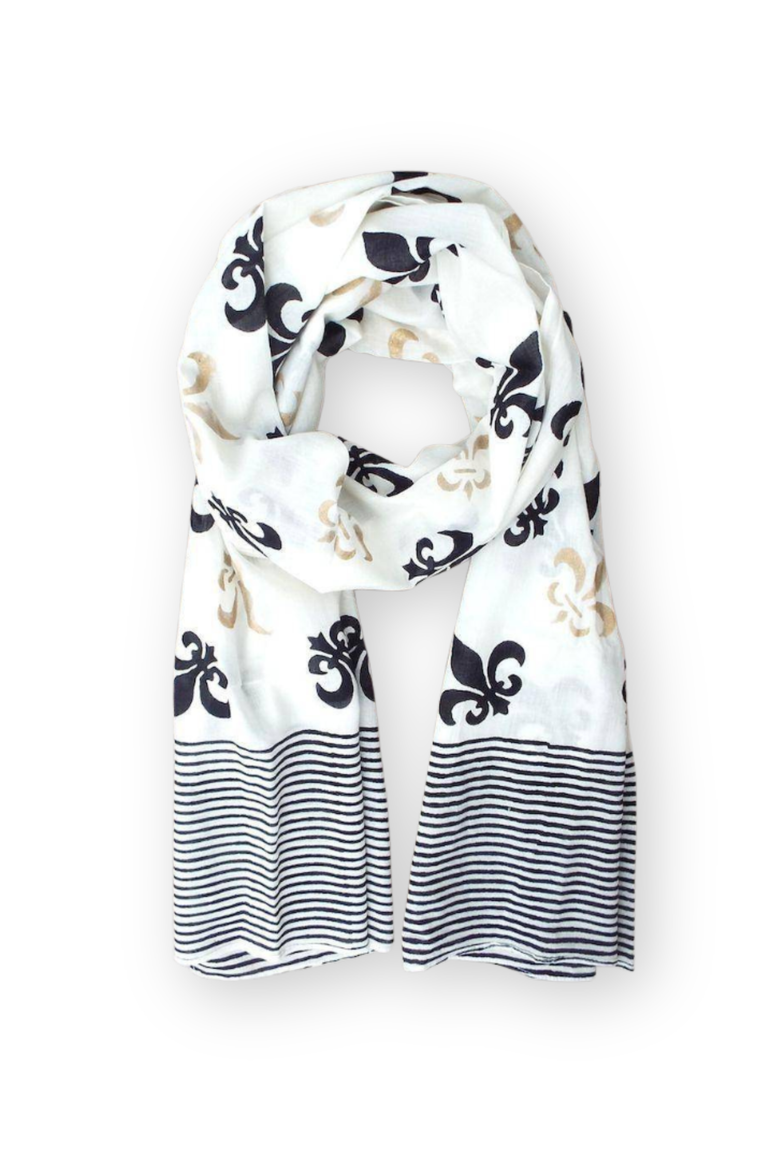 Fleur de Lis Scarf, Main, color, White